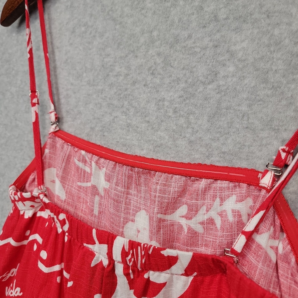 NEW Paper Heart Anthropologie Linen Strappy Maxi Dress M Fuego Red Beachy Resort - Picture 6 of 15